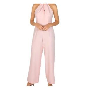 Julia Jordan Twist-Front Halter Jumpsuit Pink Blossom 8 NWT